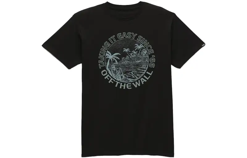Vans T Shirts Men's Black Crew Neck Moderate Straight Fit