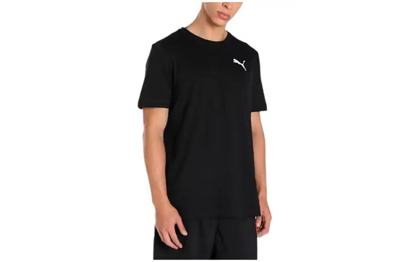 PUMA ACTIVE T Shirts Men's Black Crew Neck Moderate Straight Fit