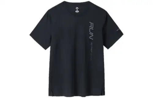 ANTA T Shirts Men's Black Crew Neck Moderate Straight Fit