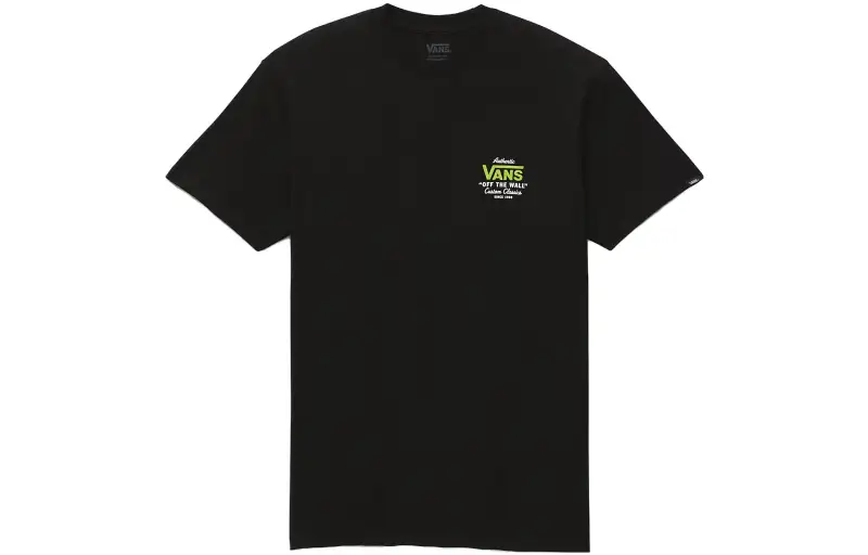 Vans T Shirts Unisex Black Crew Neck Moderate Straight Fit