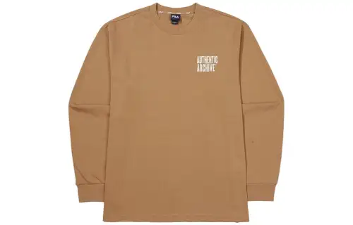 FILA T Shirts Unisex Camel Crew Neck Moderate Straight Fit