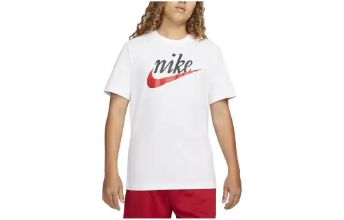Nike T Shirts Men's White Crew Neck Moderate Straight Fit