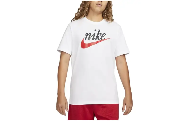 Nike T Shirts Men's White Crew Neck Moderate Straight Fit