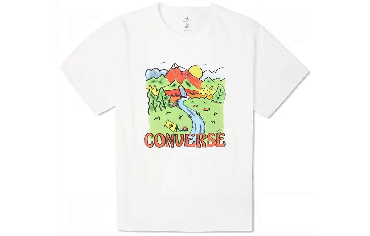 Converse T-Shirts Men's White Crew Neck Moderate Straight Fit