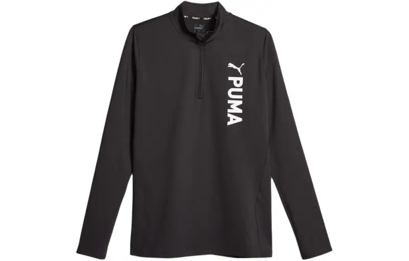 PUMA T Shirts Men's Black Stand Collar Moderate