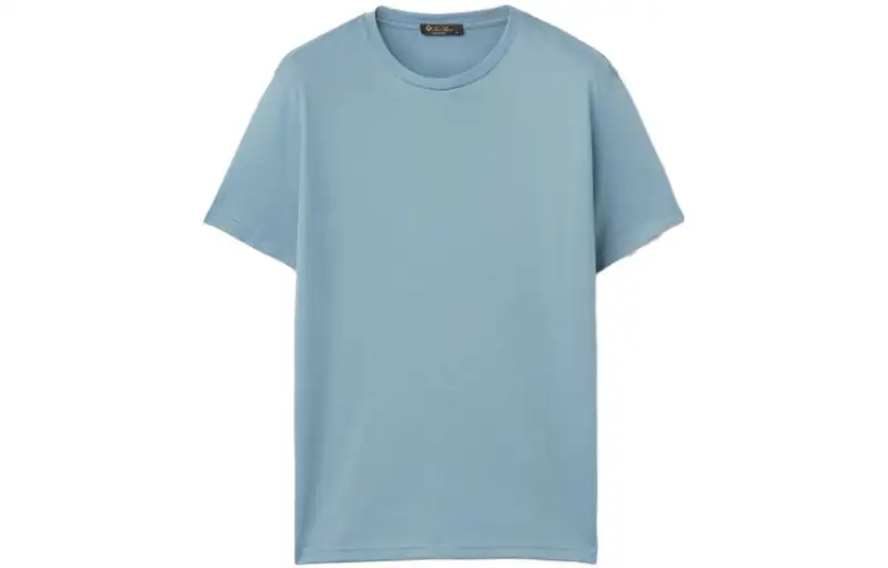 Loro Piana T Shirts Men's Light Blue Crew Neck Moderate Straight Fit