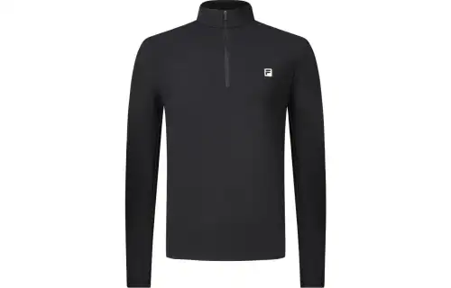 FILA T Shirts Men's Pitch Black Stand Collar Moderate Straight Fit