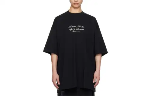 Vetements T Shirts Men's Black Crew Neck Moderate Straight Fit