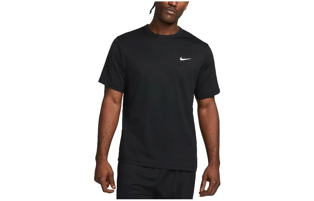 Nike T-Shirts Men's Black Crew Neck Moderate Straight Fit