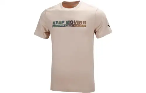 ANTA T Shirts Men's Light Taupe Gray Crew Neck Moderate Straight Fit