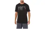 Asics Short Sleeve Striped Pocket Tee T Shirt Unisex Black