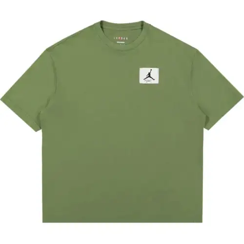 Jordan Flight Essentials T Shirts Men's Light Olive Crew Neck Moderate Straight Fit