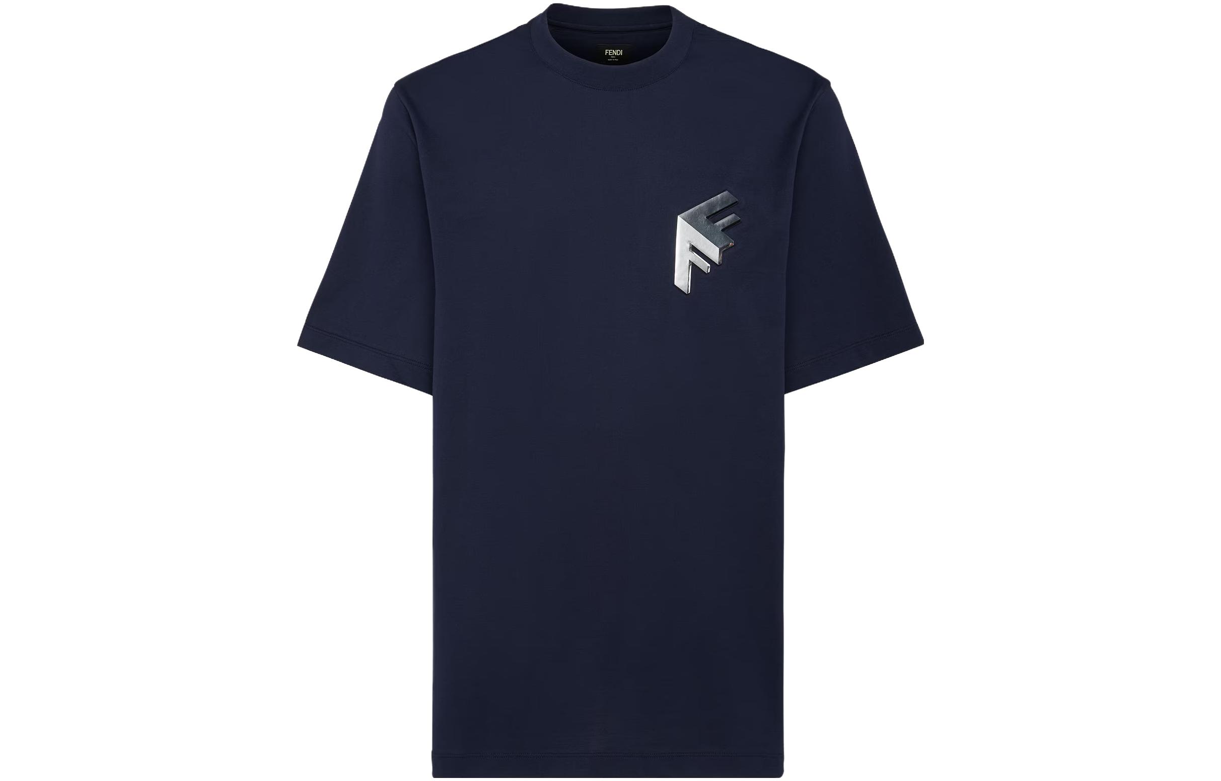 Мужская футболка Fendi 3D Effect Logo (синяя)
