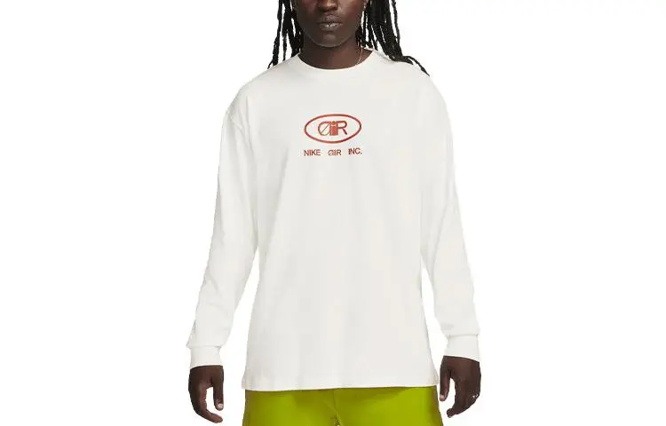 Nike T-Shirts Men's White Crew Neck Moderate Straight Fit
