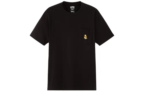 UNIQLO T Shirts Unisex Black Crew Neck Moderate