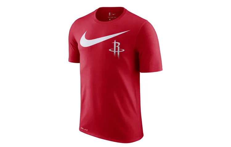 Nike T-Shirts Men's Red Crew Neck Moderate Straight Fit
