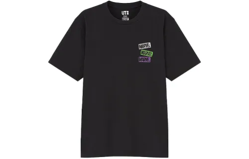 UNIQLO T Shirts Unisex Black Crew Neck Moderate