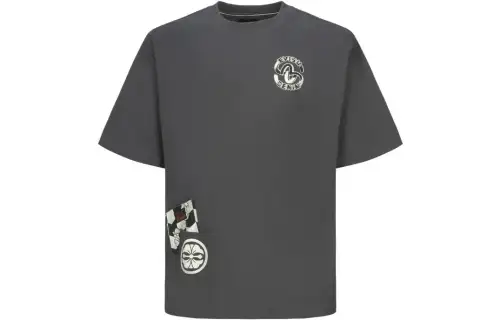 EVISU T Shirts Men's Gray Crew Neck Moderate Straight Fit