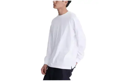 UNIQLO T Shirts Men's White Crew Neck Moderate Straight Fit