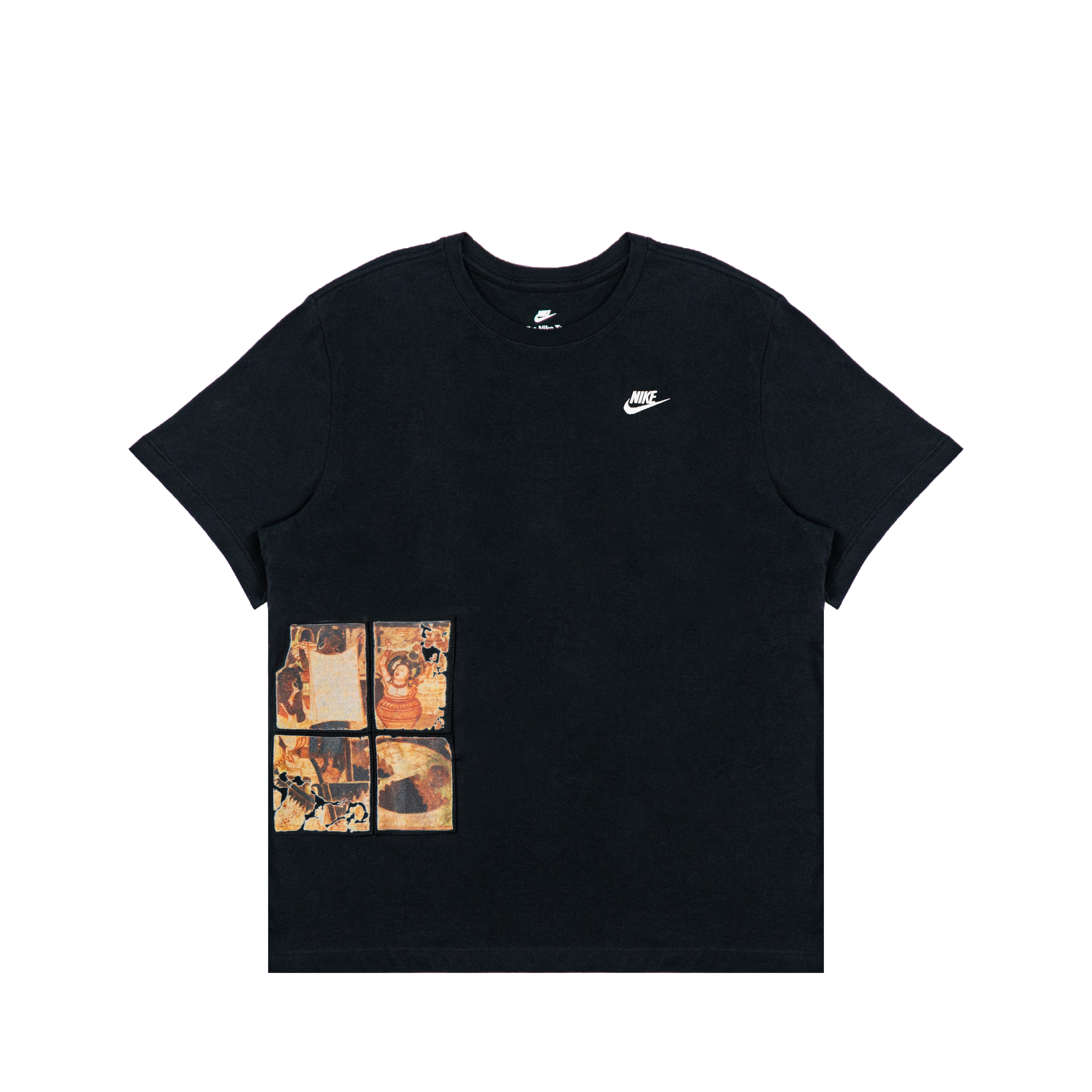 Nike, uniform, retro patch, black short sleeve T-shirt with a round collar for men and women, custom-made, American style, Chinese style