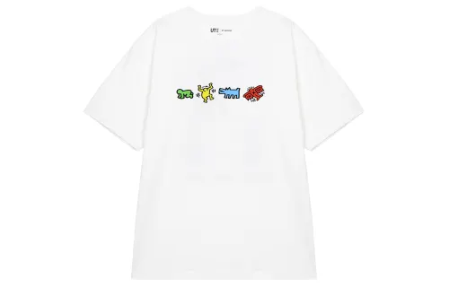 UNIQLO T Shirts Unisex 00 White Crew Neck Moderate Straight Fit