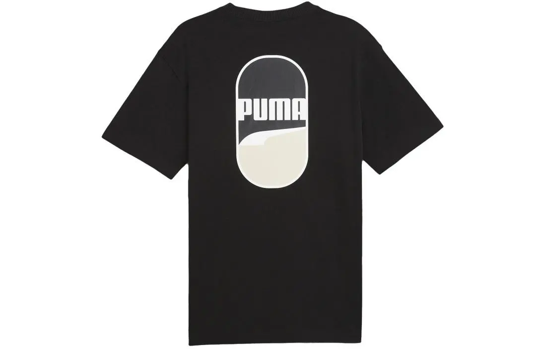 PUMA Downtown T-Shirts Unisex Black Crew Neck Moderate