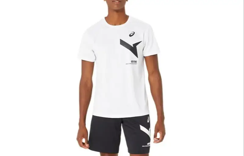 ASICS T Shirts Unisex White Crew Neck Moderate Straight Fit