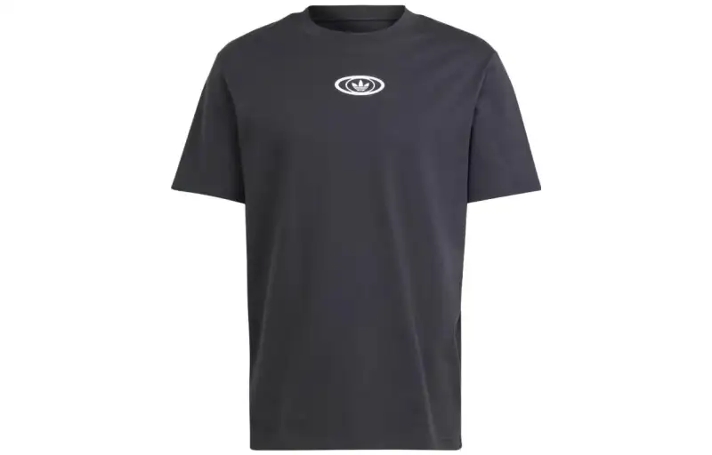 Adidas Originals T Shirts Men's Black Crew Neck Moderate Straight Fit