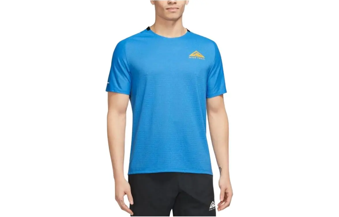 Nike T-Shirts Men's Blue Crew Neck Moderate Straight Fit