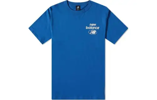 New Balance T Shirts Men's Blue Crew Neck Moderate Straight Fit