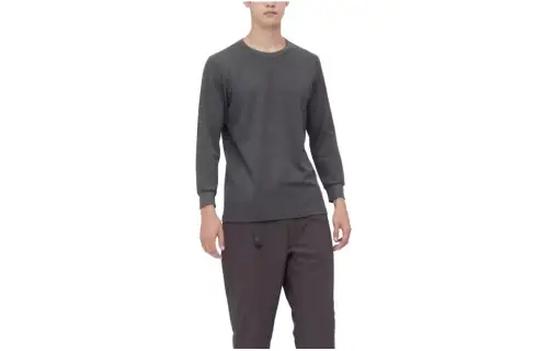 UNIQLO T Shirts Men's Dark Gray Crew Neck Moderate Straight Fit