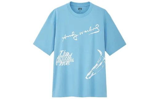 UNIQLO T Shirts Unisex Blue Crew Neck Moderate