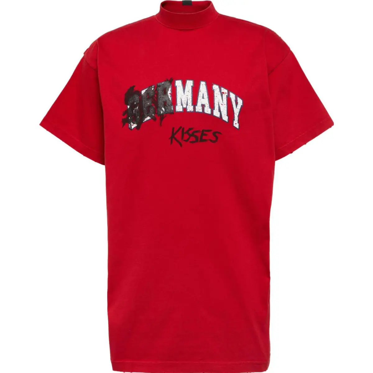 Balenciaga T-Shirts Men's Red Stand Collar Moderate