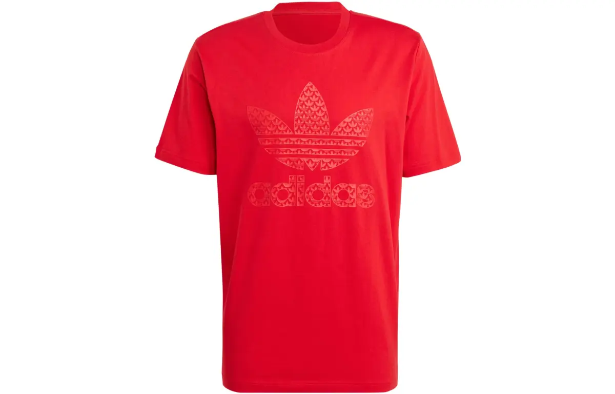 Adidas Originals Trefoil T-Shirts Men's Red Crew Neck Moderate Straight Fit
