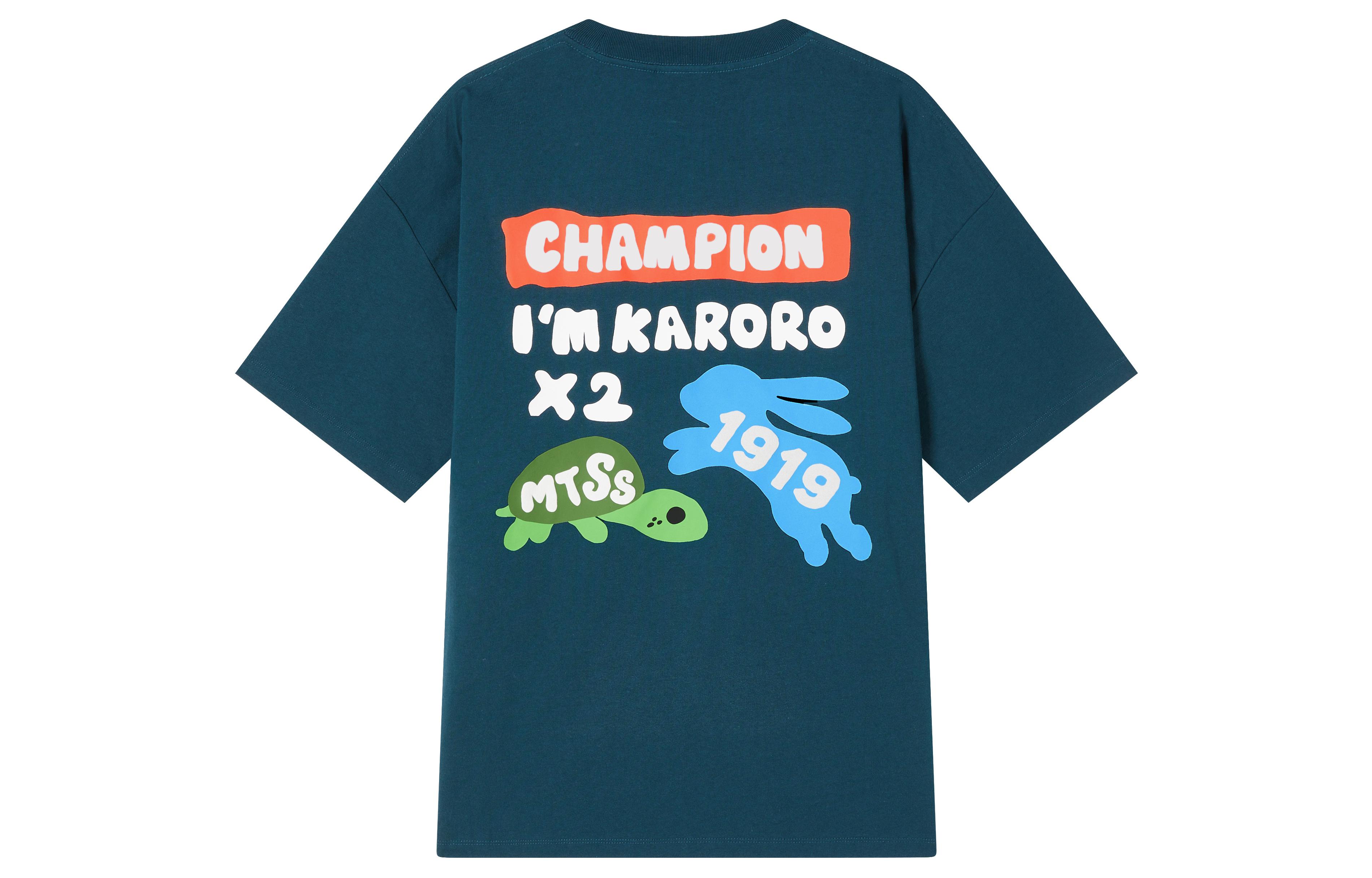 Champion X Melting Sadness Champion X Melting Sadness Collaboration Collection T Shirts Unisex Crew Neck Moderate Straight Fit