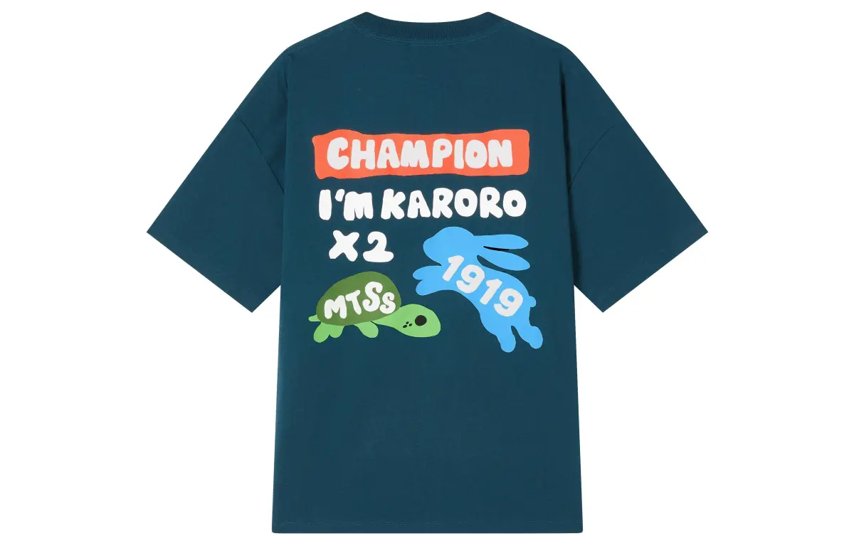 Champion X Melting Sadness Champion X Melting Sadness Collaboration Collection T-Shirts Unisex Crew Neck Moderate Straight Fit