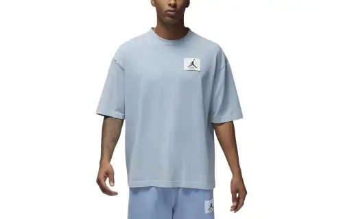 Jordan AS T Shirts Men's Blue Gray Crew Neck Moderate Straight Fit