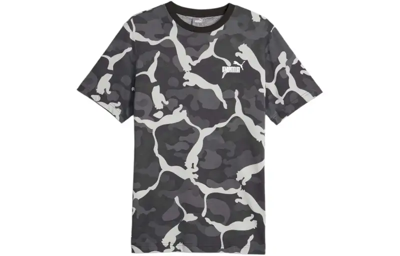 PUMA ESS+CAMO Men's Tee T Shirt Men's Black White