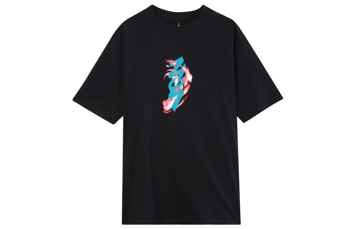 Jordan T-Shirts Men's Black Crew Neck Moderate Straight Fit
