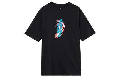 Jordan T Shirts Men's Black Crew Neck Moderate Straight Fit
