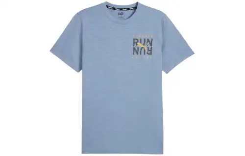 PUMA T Shirts Men's Zen Blue Crew Neck Moderate Straight Fit