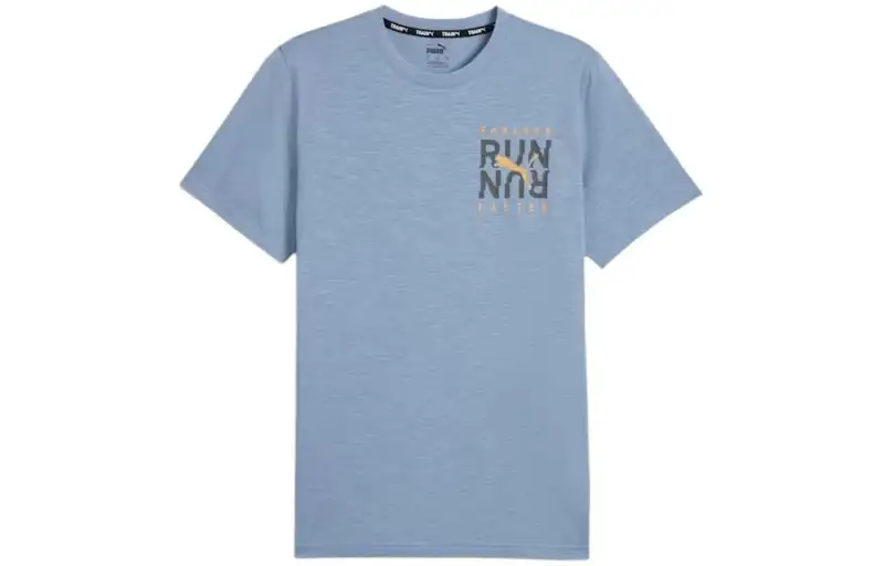 PUMA T Shirts Men's Zen Blue Crew Neck Moderate Straight Fit