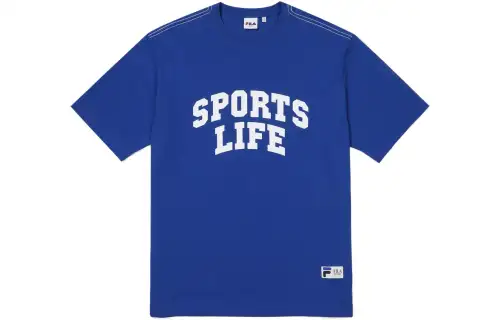 FILA T Shirts Men's Blue Crew Neck Moderate Straight Fit