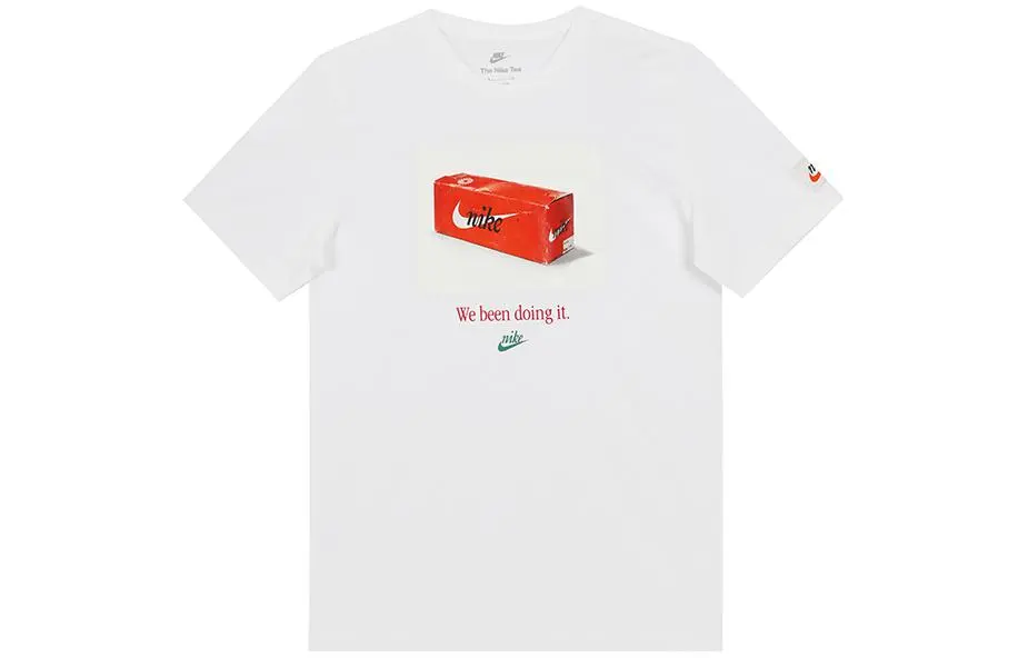 Nike T-Shirts Men's White Crew Neck Moderate Straight Fit