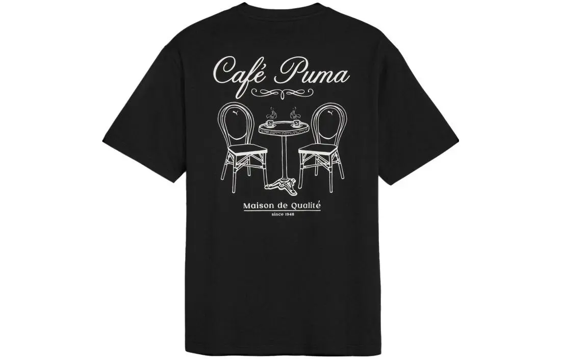 PUMA T-Shirts Men's Black Crew Neck Moderate Straight Fit