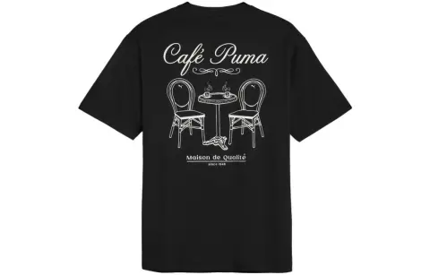 PUMA T-Shirts Men's Black Crew Neck Moderate Straight Fit