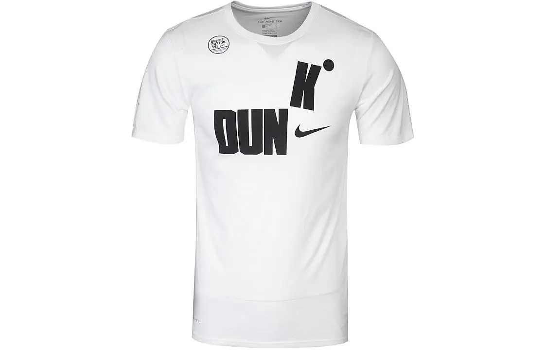 Nike T-Shirts Men's White Crew Neck Moderate Straight Fit