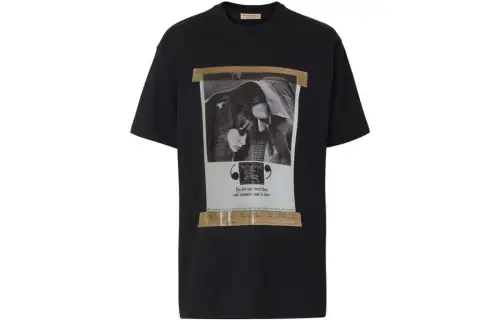Burberry T Shirts Men's Black Crew Neck Moderate Straight Fit