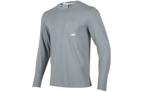Skechers T Shirts Men's Envelope Gray Crew Neck Moderate Straight Fit