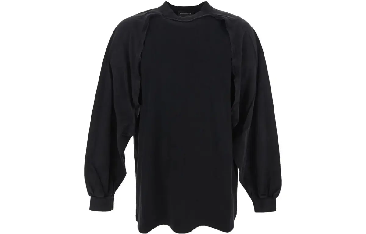 Balenciaga T-Shirts Men's Black Crew Neck Moderate